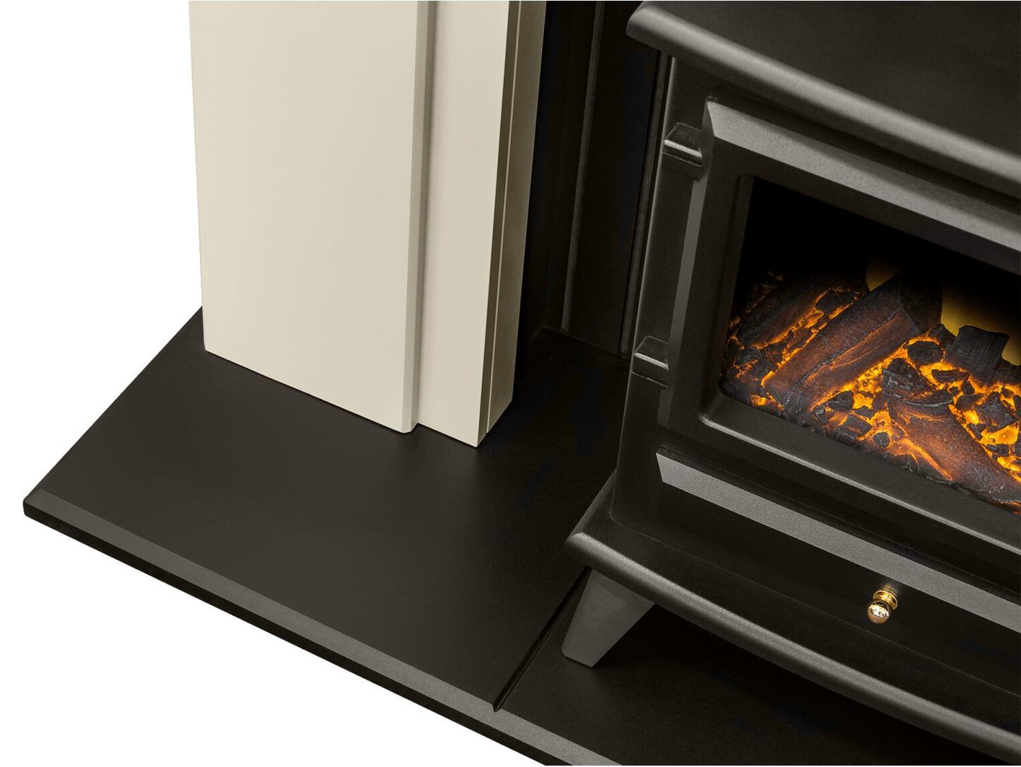 Adam Rotherham Stove Fireplace in Stone Effect with Hudson Electric Stove, 48 Inch 20764 Black