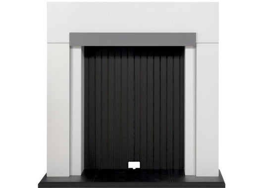 Adam Salzburg Stove Fireplace with Grey Shelf, 39 Inch 22738 Pure White