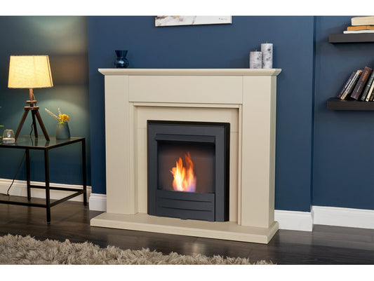 Adam Greenwich Fireplace Suite in Stone Effect with Colorado Bio Ethanol Fire 45 Inch 23653 Black