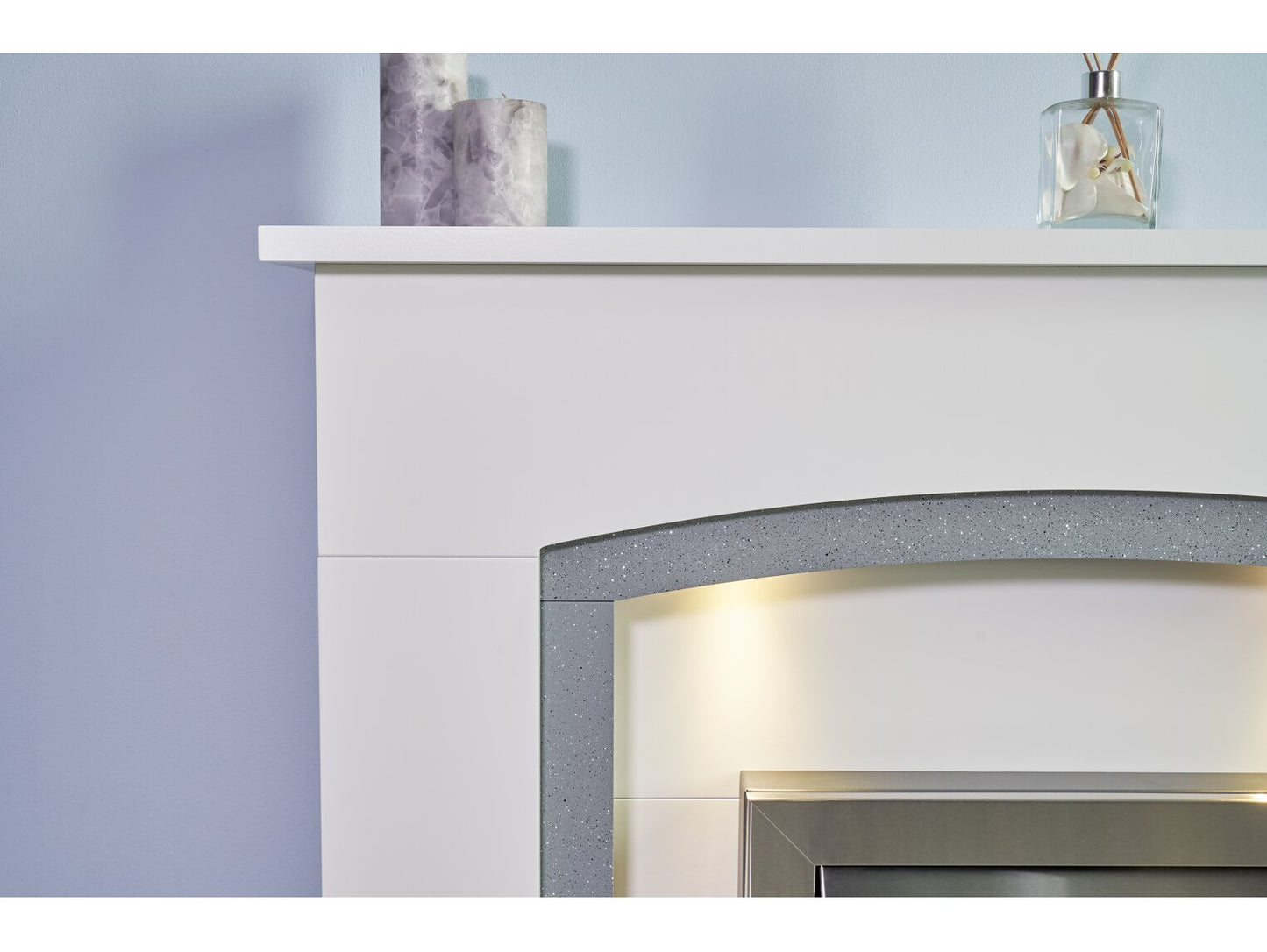 Adam Savanna Fireplace with Downlights, 48 Inch 22628 Pure White & Grey