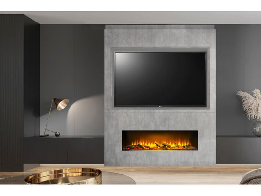 Acantha Nexus Pre-Built Concrete Effect Fully Inset Media Wall with TV Recess 25865