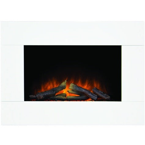 Adam Carina Electric Wall Mounted Fire with Logs & Remote Control 32 Inch 22768 Pure White
