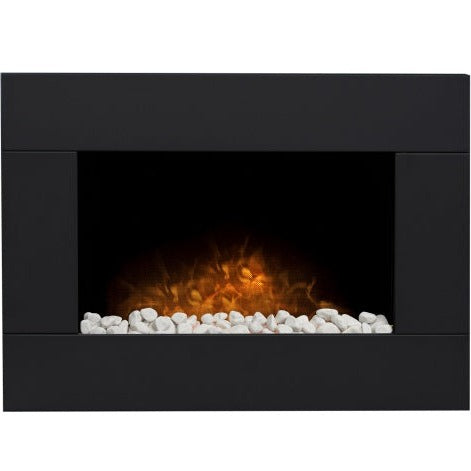Adam Carina Electric Wall Mounted Fire with Pebbles & Remote Control in 32 Inch 23621 Black