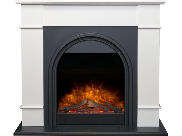 Adam Chesterfield Electric Fireplace Suite in 44 Inch 24503 White & Charcoal Grey