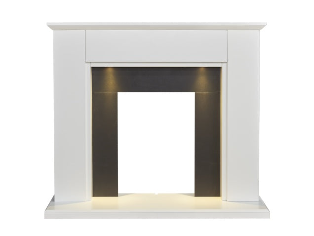 Adam Eltham Fireplace with Downlights, 45 Inch 25220 Pure White & Black