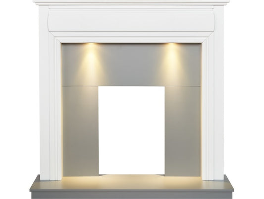 Adam Honley Fireplace with Downlights, 48 Inch 23750 Pure White & Grey