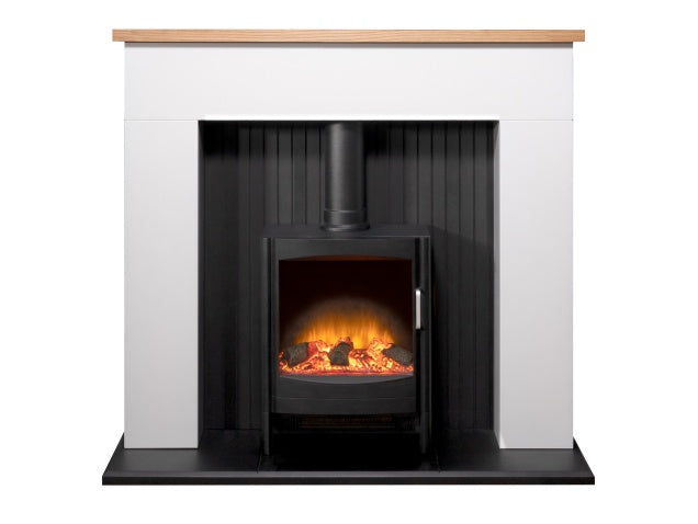Adam Innsbruck Stove Fireplace with Keston Electric Stove, 45 Inch 25329 Pure White