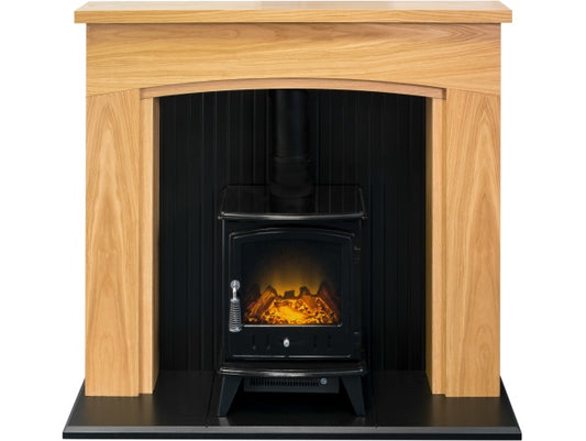 Adam Turin Stove Suite with Aviemore Electric Stove 48 Inch 21430 Oak & Black