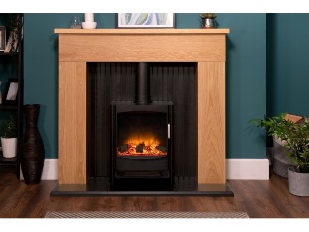 Adam Innsbruck Stove Fireplace with Keston Electric Stove, 45 Inch 25564 Oak
