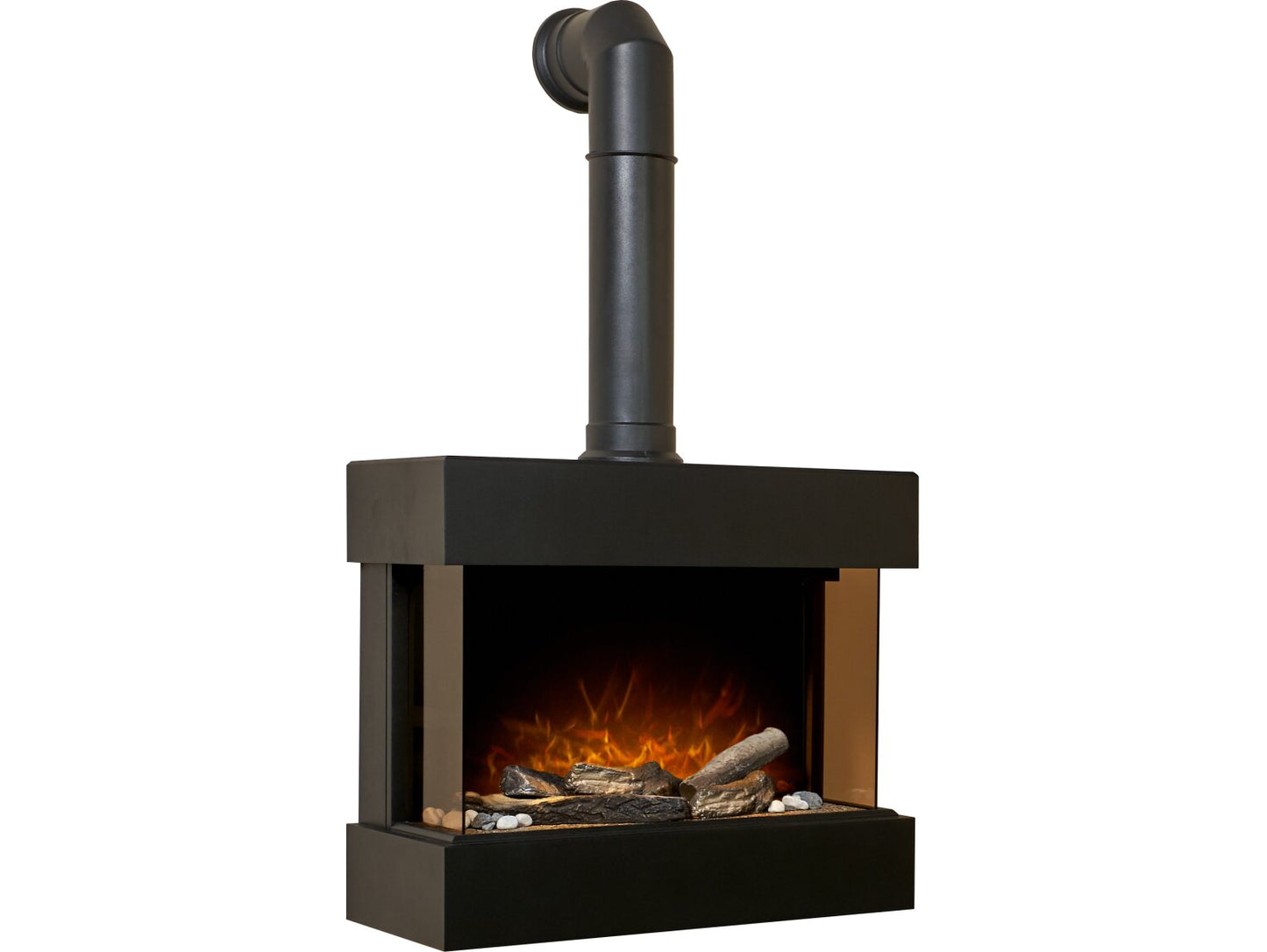 Adam Vega Electric Wall Mounted Fireplace Suite with Stove Pipe & Remote Control 22731 Black