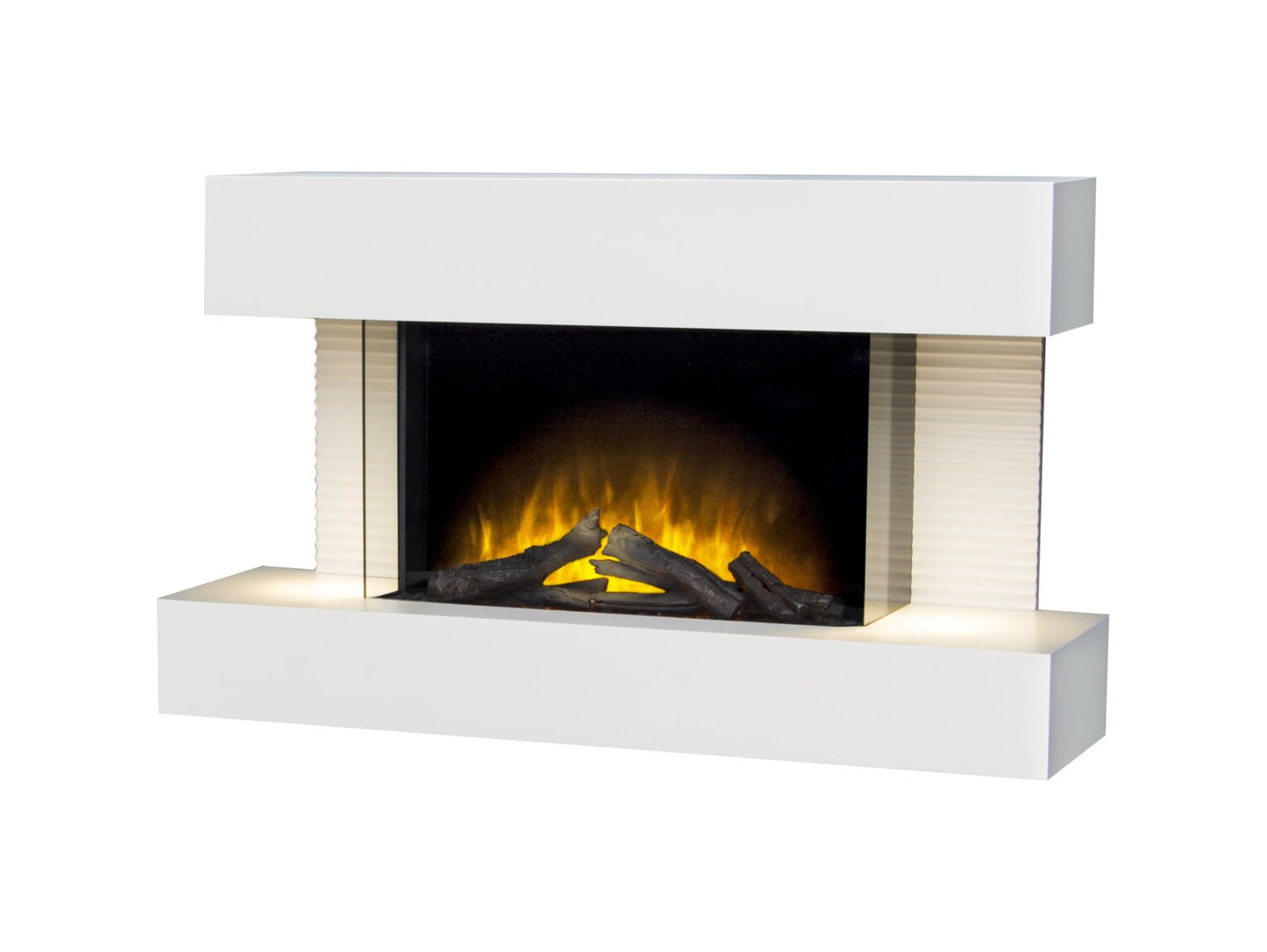 Adam Altair Wall Mounted Electric Fire Suite with Downlights & Remote Control 22768 Pure White