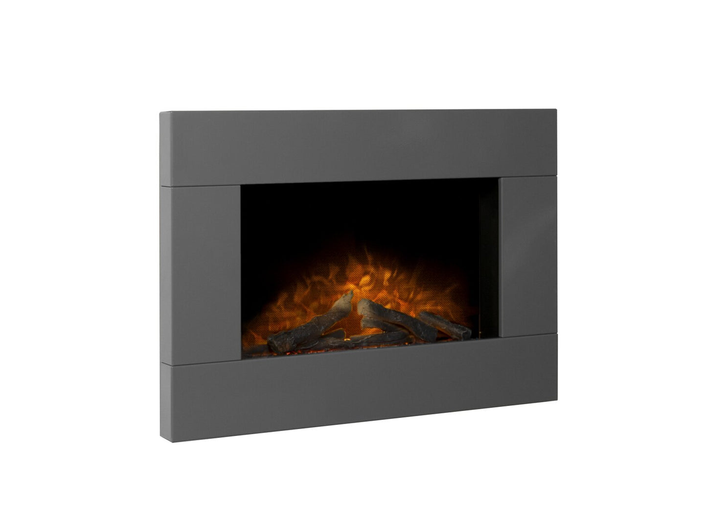 Adam Carina Electric Wall Mounted Fire with Logs & Remote Control in 32 inch 22615 Satin Grey