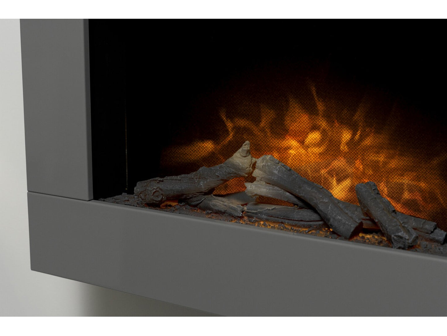 Adam Carina Electric Wall Mounted Fire with Logs & Remote Control in 32 inch 22615 Satin Grey
