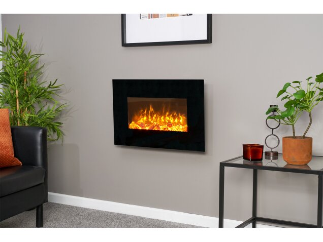 Sureflame WM-9334 Electric Wall Mounted Fire with Remote 26 Inch 23621 Black