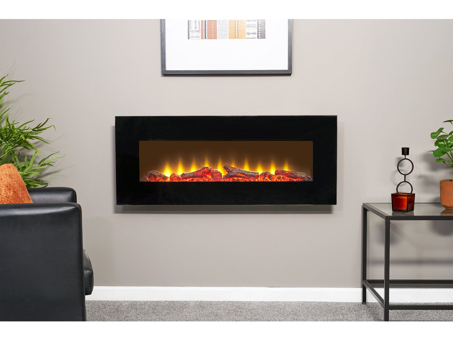 Adam Electric Wall Mounted Fire Sureflame WM-9331 with Remote 42 Inch 23627 Black