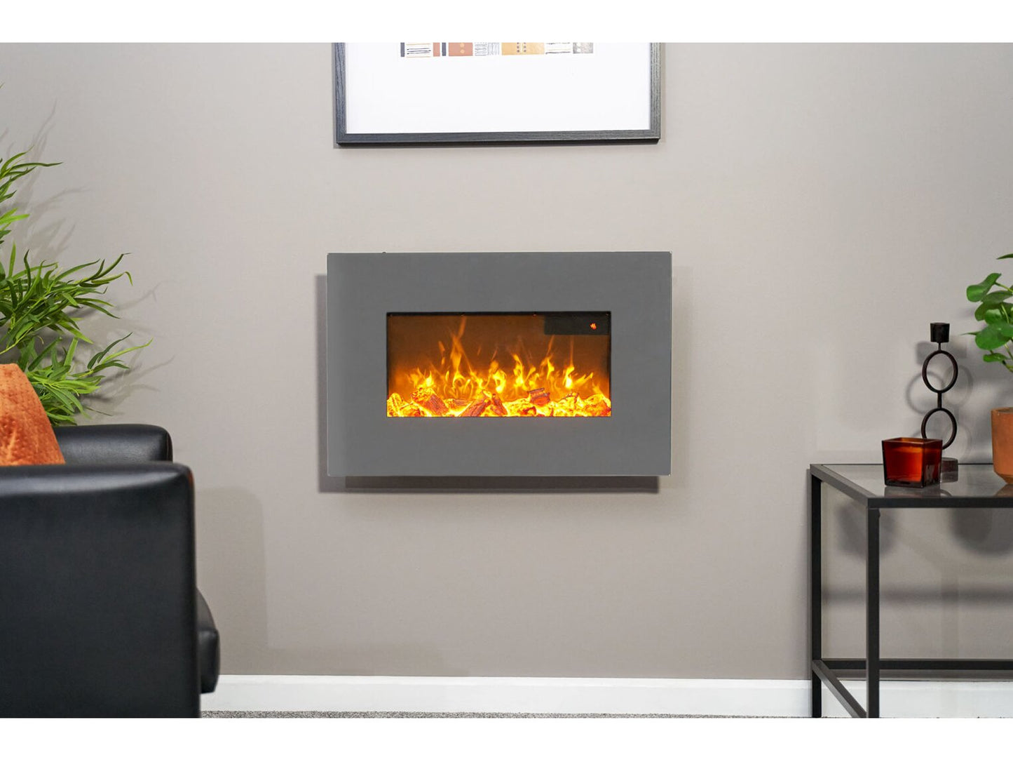 Adam Sureflame WM-9541 Electric Wall Mounted Fire with Remote 26 Inch 23621 Gray