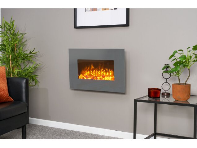 Adam Sureflame WM-9541 Electric Wall Mounted Fire with Remote 26 Inch 23621 Gray