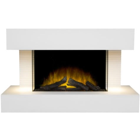 Adam Altair Wall Mounted Electric Fire Suite with Downlights & Remote Control 22768 Pure White