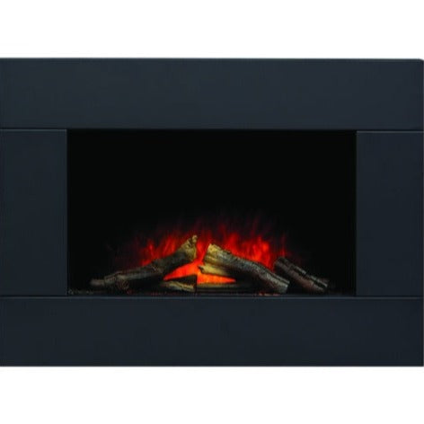 Adam Carina Electric Wall Mounted Fire with Logs & Remote Control 32 Inch 23321 Black