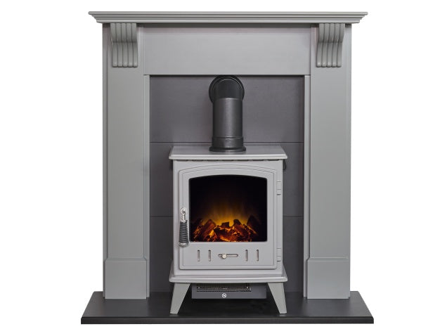 Adam Harrogate Stove Fireplace with Aviemore Electric Stove 39 Inch 25208 Grey & Black