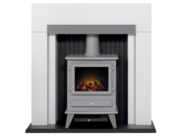 Adam Salzburg with Hudson Electric Stove 39 Inch 22737 Pure White & Grey