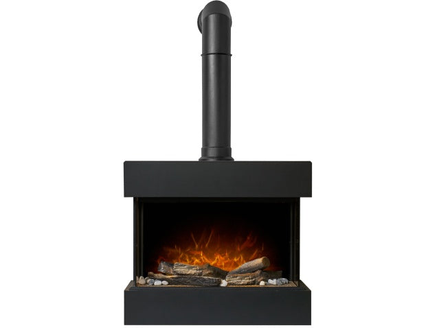 Adam Vega Electric Wall Mounted Fireplace Suite with Stove Pipe & Remote Control 22731 Black